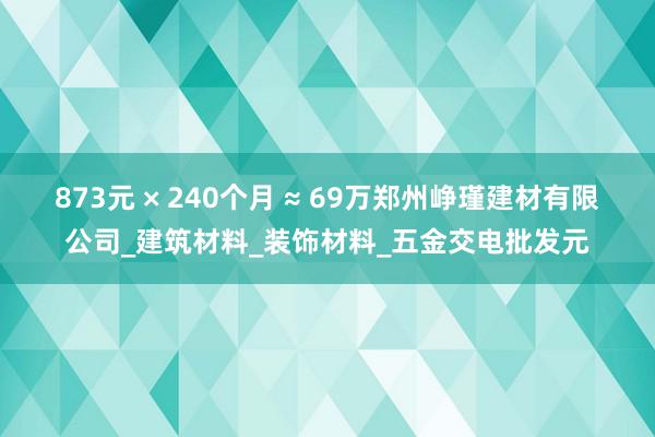 873元 × 240个月 ≈ 69万郑州峥瑾建材有限公司_建筑材料_装饰材料_五金交电批发元